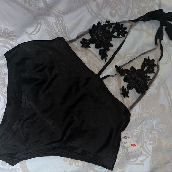 Cut Out Mesh Halter One Piece Swim Suit NWT - Picture 3 of 4